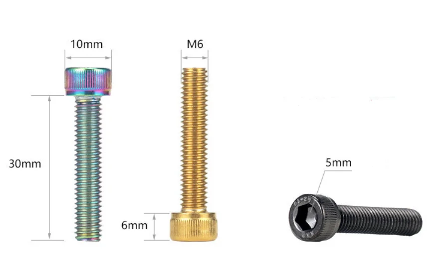 
23029 M6*30mm Bike Headset Cover Alloy Bolts, Bicycle Stem Fork Screws 