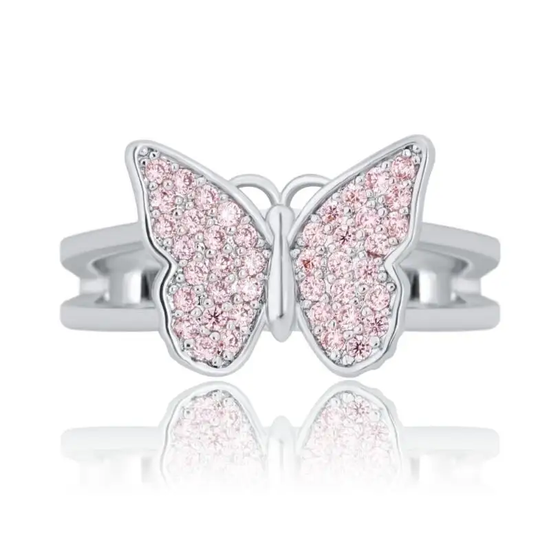 

Adjustable Butterfly Ring High Quality Gold Plated CZ Diamond Finger Rings