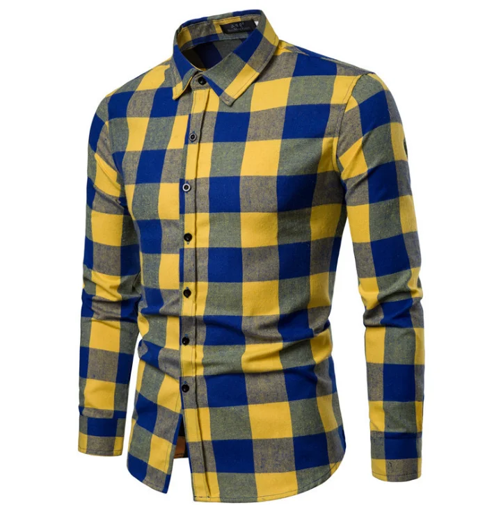 

Hot sale new arrival custom slim fit men plaid shirt