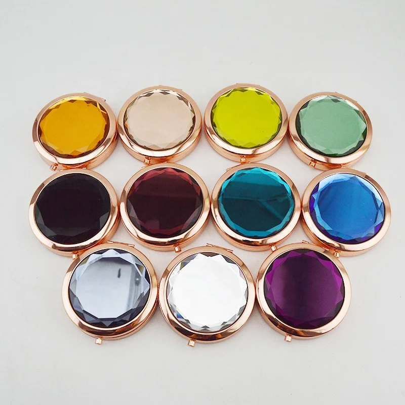 

Metal Double-sided Make Up Mirror Custom Portable Rose Gold Mini Pocket Mirror For Lady Gift