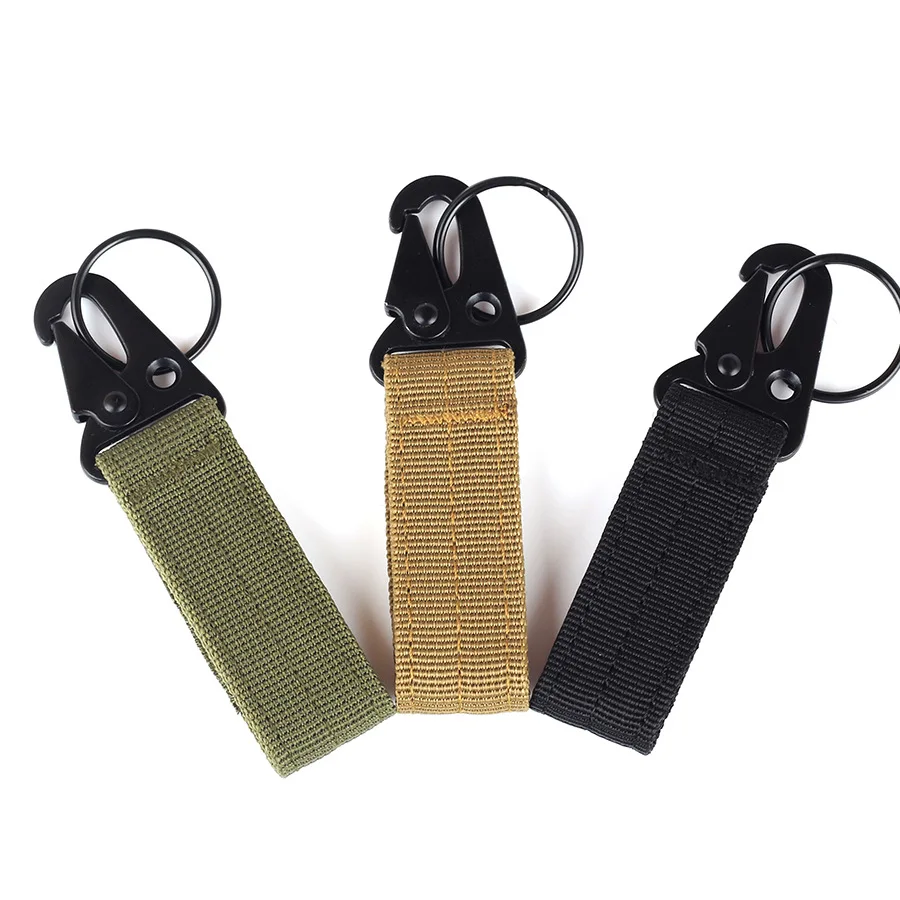 Tactical Key Ring Belt Holder Nylon Clips With Hooks Keychain Carabiner ...