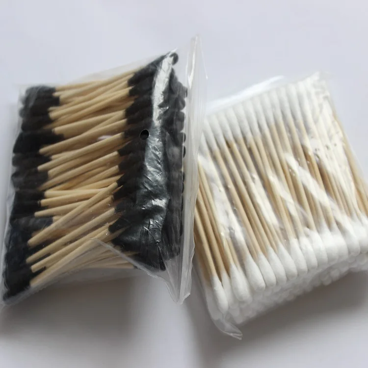 

High Quality Sterile Double-end wooden stick cotton pud swab, White black or customized