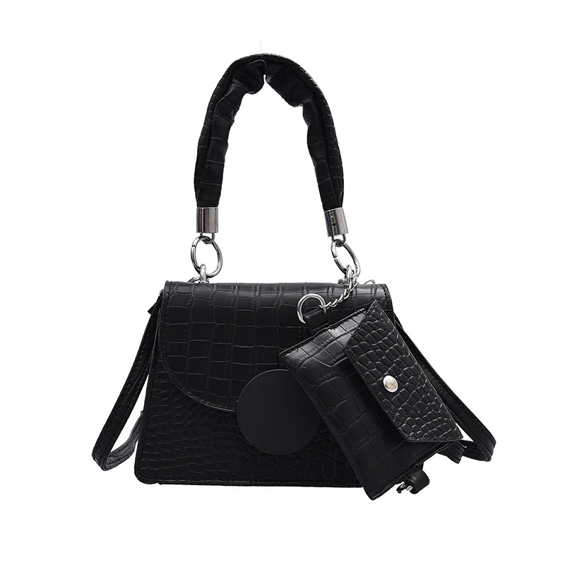 

Crocodile pattern and Chain and Solid color style PU material young women's handbag Messenger bag