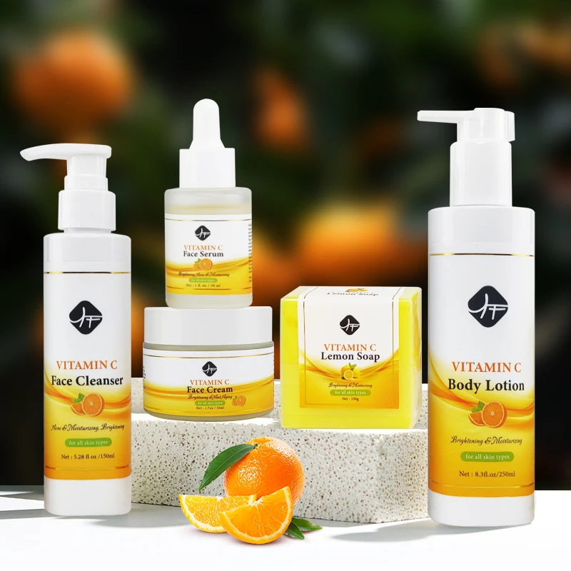 

Wholesale Private Label Brightening Glow Face Care Vitamin C Moisturizing Skin Care Set for Sensitive Skin