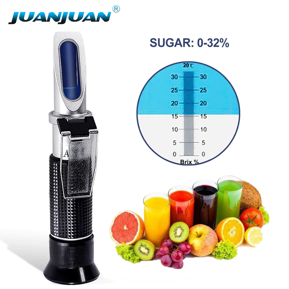 

0-32% Handheld Brix Refractometer Tester Meter Sugar Fruit Vegetables Juice brix Refractometer with ATC