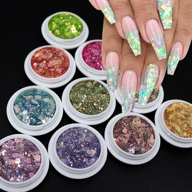 

Nail Glitter Sequins Flakes Irregular Iridescent for Nails Art Manicure Tips Decoration