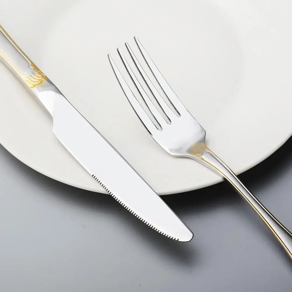 
Gold Flatware High Quality Mirror Polish Stainless Steel Cutlery Set 