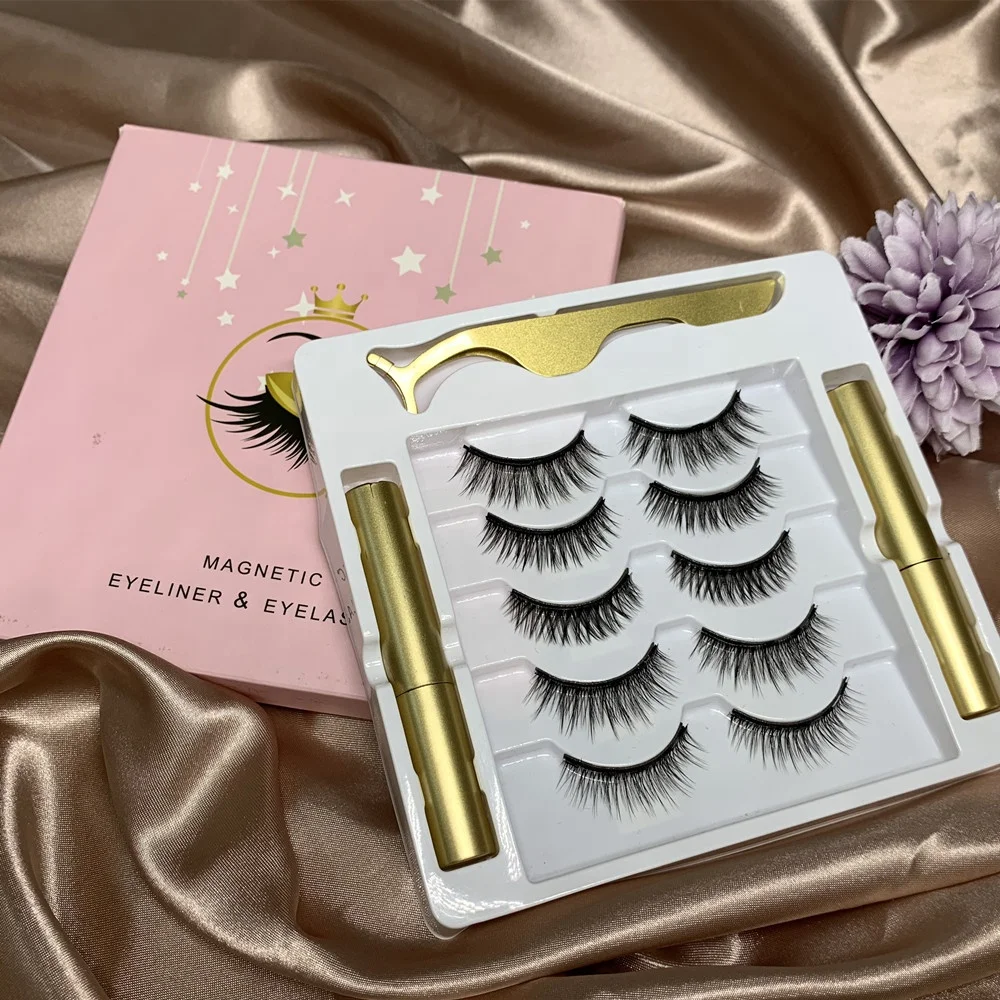 

Magnetic Eyelashes with Magnetic Anchors 5 Pair Magnetic Eyelashes Box Magnetic Eyeliner Eyelashes