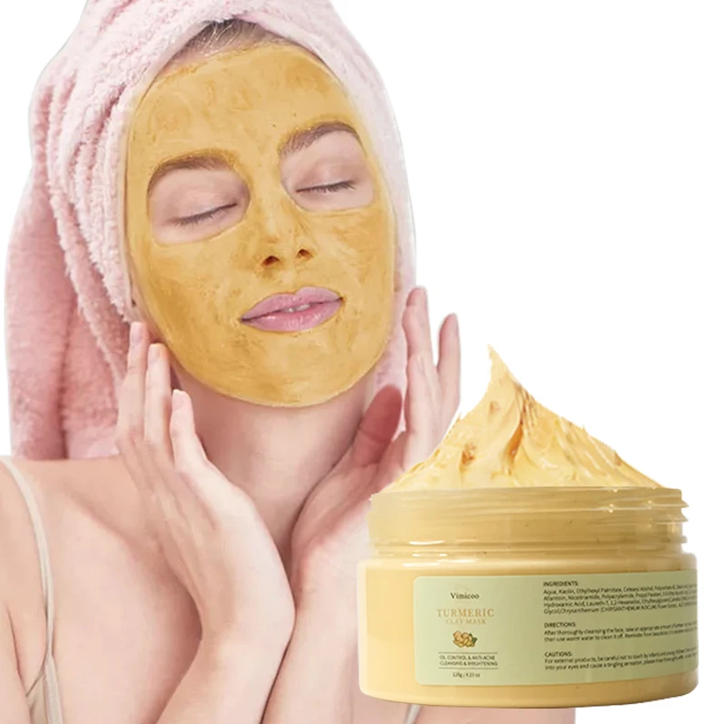 

Private Label Cosmetics Beauty Pore Cleaner Anti Acne Blackhead Face Skin Care Organic Vegan Tumeric Turmeric Clay Facial Mask