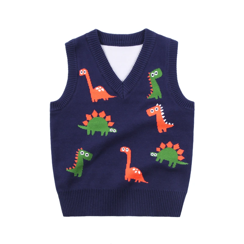 

high quality durable boys sleeveless V collar waistcoat with pullover knitted sweater vest, Dark blue,yellow,sky blue