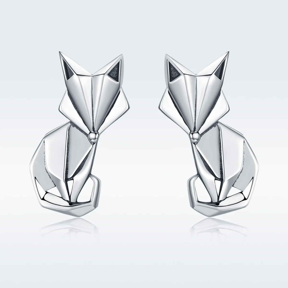 

Folding Fox Stud Earrings 925 Sterling Silver Animal Earrings