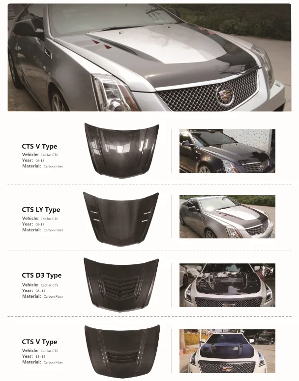 Factory Direct Sell Carbon Fiber Hood Bonnet for Cadillac CTS CTX.