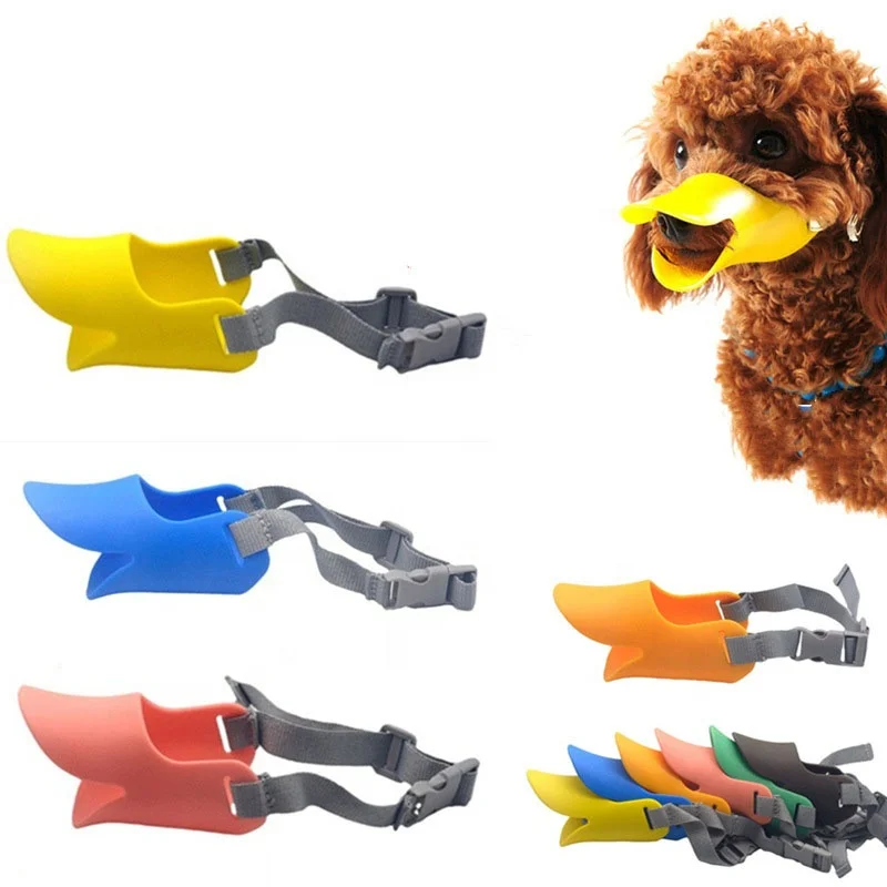 

New Dog Mouth Cover Muzzles Bite-proof Mouth Covered Silicone Duckbill Dog Duck Mouth Cover Anti-bite Muzzle For Small Dogs, As photo