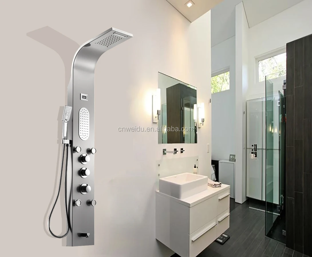 Stainless Steel Shower Column Wall Mount Bathroom Super Large Rainfall