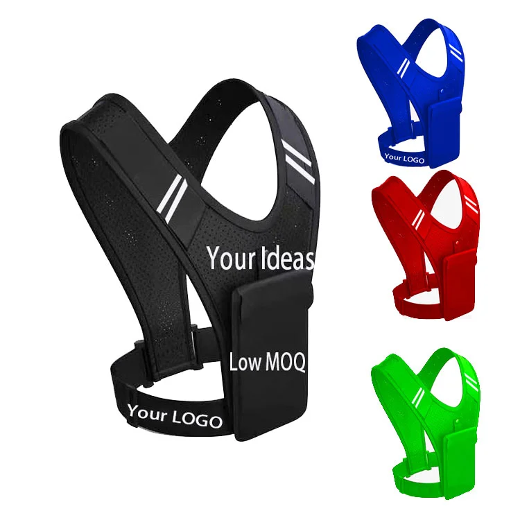 

Custom logo Running Vest Backpack For Outdoor Sports Reflective Running Vest Phone Holder, Black