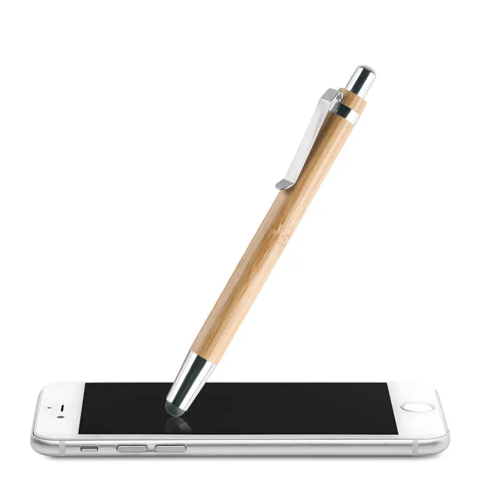 
popular bamboo customer green pen with stylus 