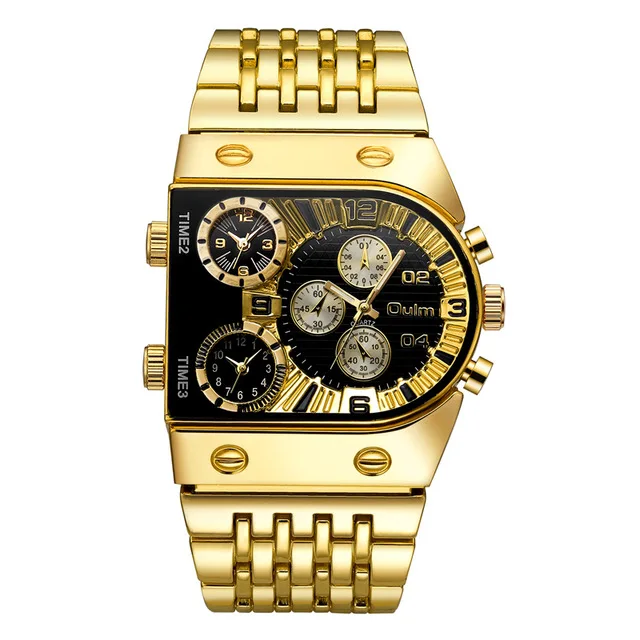 

OULM 9315 New Arrival Luxury Men Gold Watch Military Waterproof Wristwatch Quartz Chronograph Big Dial