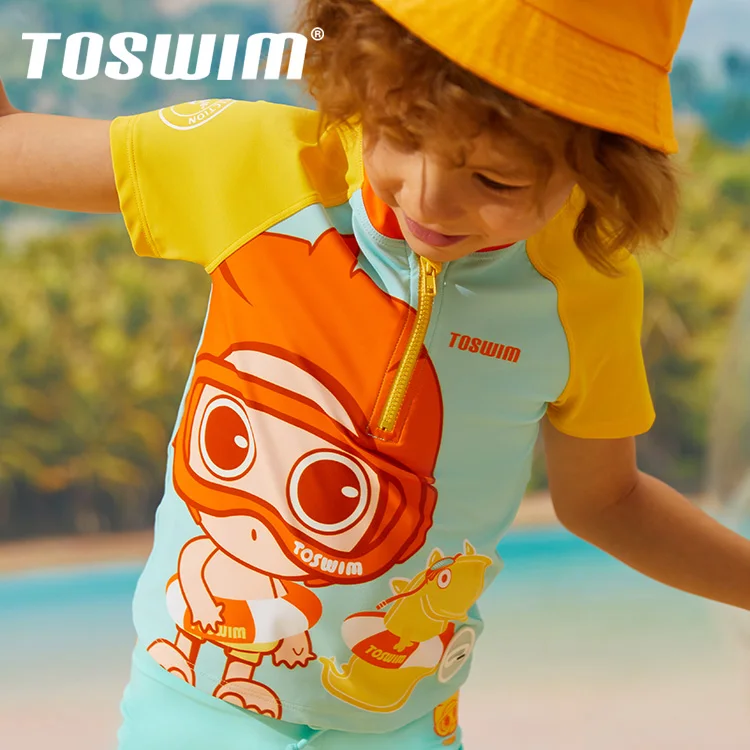 

Children Swim Baby Suit cartoon dinosaur Swimming short zipper Infant Boy Kid Swimwear Swimsuit