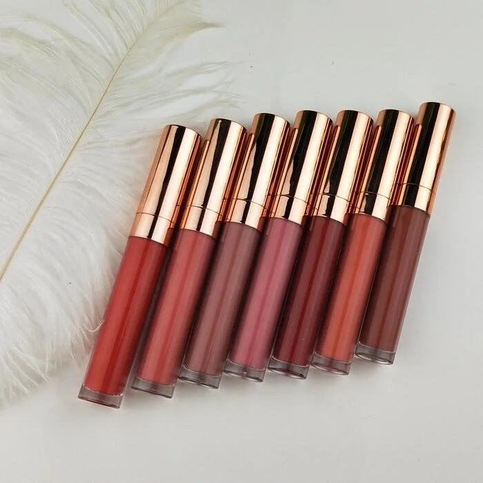custom 30 colors natural/ low MOQ /cheap lipgloss Hot sale cosmetics makeup Metallic nude liquid lipstick