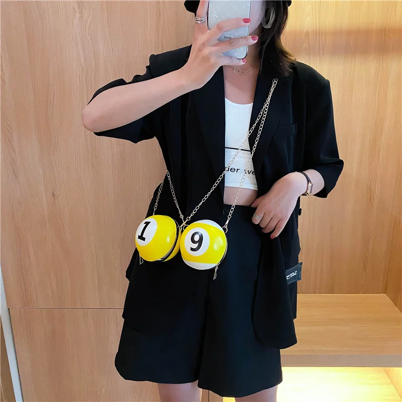 

2020 fancy cute mini round ball shaped pu leather women shoulder chain phone purse/wallet pocketbooks purse chain shoulder bag