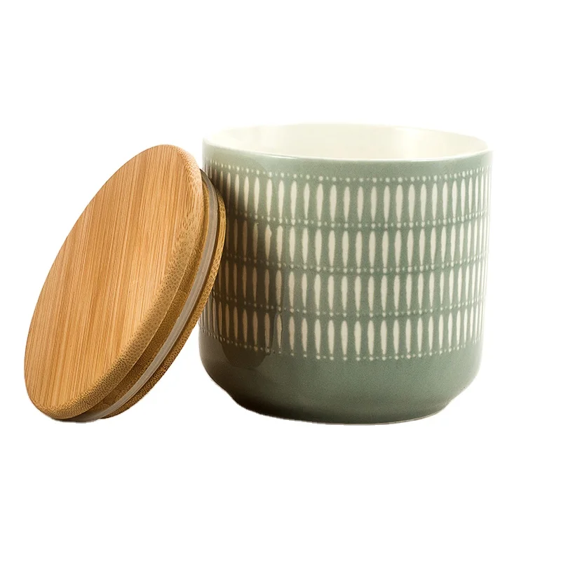 Customized 800ml Plain Tea Coffee Canister With Wood Lid ...