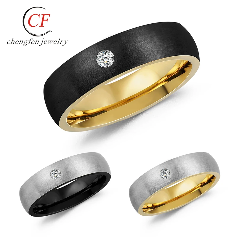 

Simple Designs Cheap Prices Stainless Steel Ring Gold Black Available Cubic Zirconia Engagement Dubai Gold Crystal Pakistan Ring, Original steel color