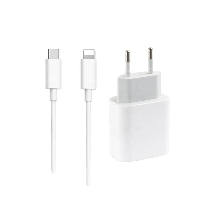 

New Product EU/US/UK Mobile Phone Wall Type C Fast Charger Cable Adapter 18W PD Charger For Apple iPhone Chargers, White