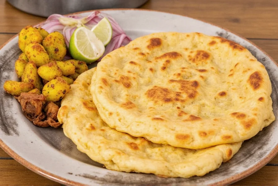 Perfectly flaky and golden aloo paratha served on a plate with yogurt and pickles