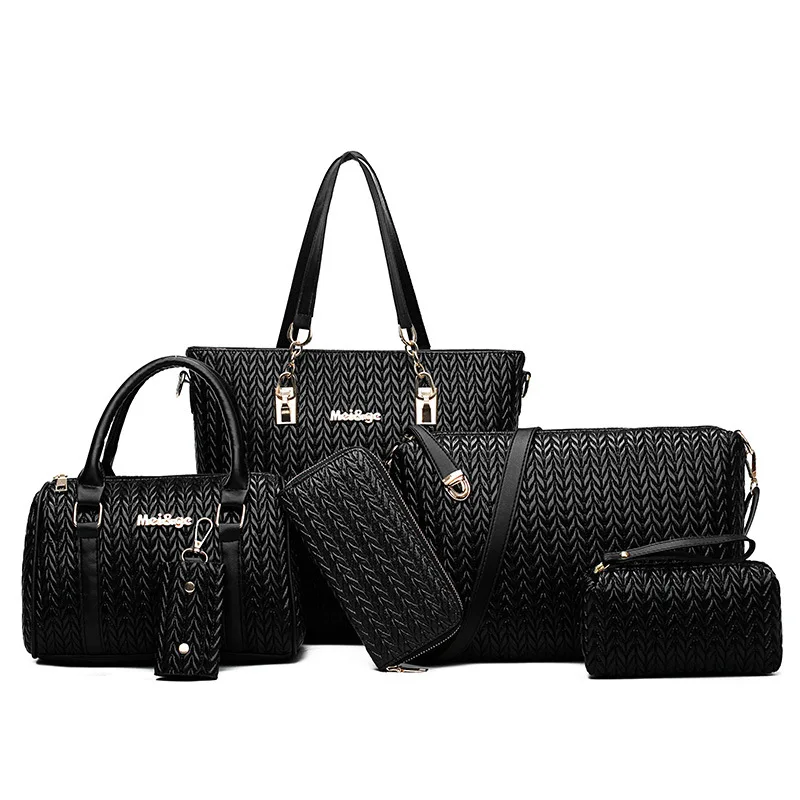 

MH3012 wholesale women handbags New braided wheat ears style handbags 2020 Hot sale set 6 pieces ladies handbag