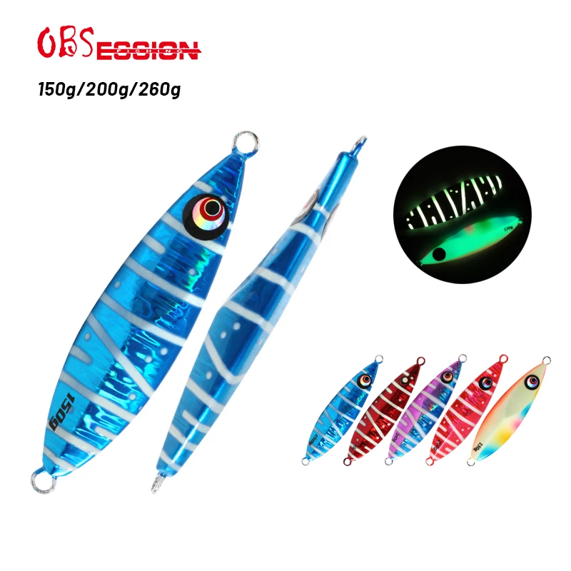 

86# Jig Fishing Lures Slow Fishing Luminous Saltwater Metal Sinking Hard Bait 150g 200g 260g