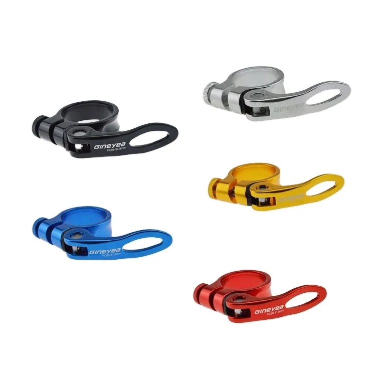 

GINEYEA 28.6mm/30.2mm/31.5/34.9mm Aluminum Alloy Anti-Skid Fixed Bicycle Seat Post Clamp , Bike Seat Clamp, Red black blue goldsilver