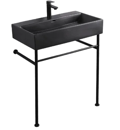 
Ceramic Bathroom Sink black stainless steel support wash basin 