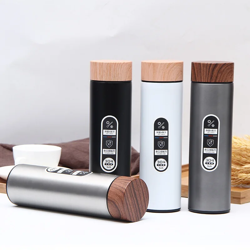 

Custom stainless steel thermos/stainless steel vacuum flask/Wooden grain cover water bottle, Black,white,silver, grey