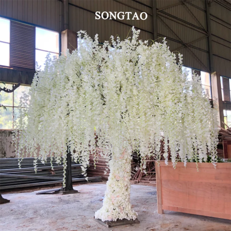 

High Quality Centerpiece Decor Hanging Japanese Weeping Artificial Cherry Blossom Plants Trees