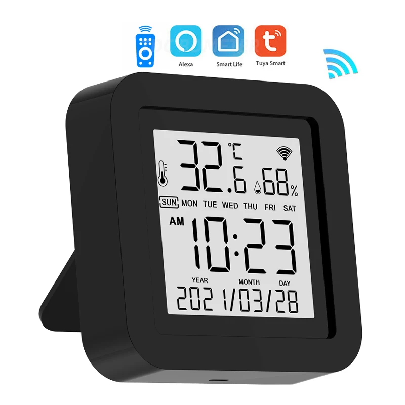 

WiFi Temperature and Humidity Sensor TUYA APP Universal Controller Smart IR Blaster WiFi Remote Control with LCD Display, Black