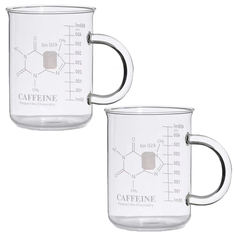 

BCnmviku Large Capacity 450ML Glass Measuring Cup Round Transparent Food Grade Borosilicate Household Milk Coffee Drink Mugs