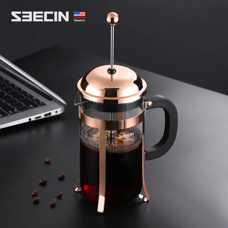 

350ml 600ml French Coffee Maker Coffee Pot French Press Include Rose Color Steel Stand Borosilicate Glass French Press, Transparent