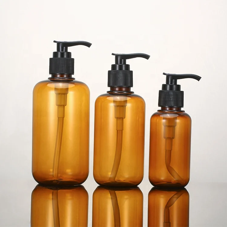 

Eco-friendly 100 Ml 200ml 300ml Pet Plastic Amber Cosmetic Bottle Shampoo Bottle With Lotion Pump