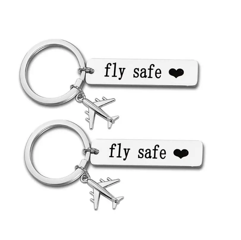 

Metal Fly Safe steel custom logo keychain stainless steel metal keyring Free shipping