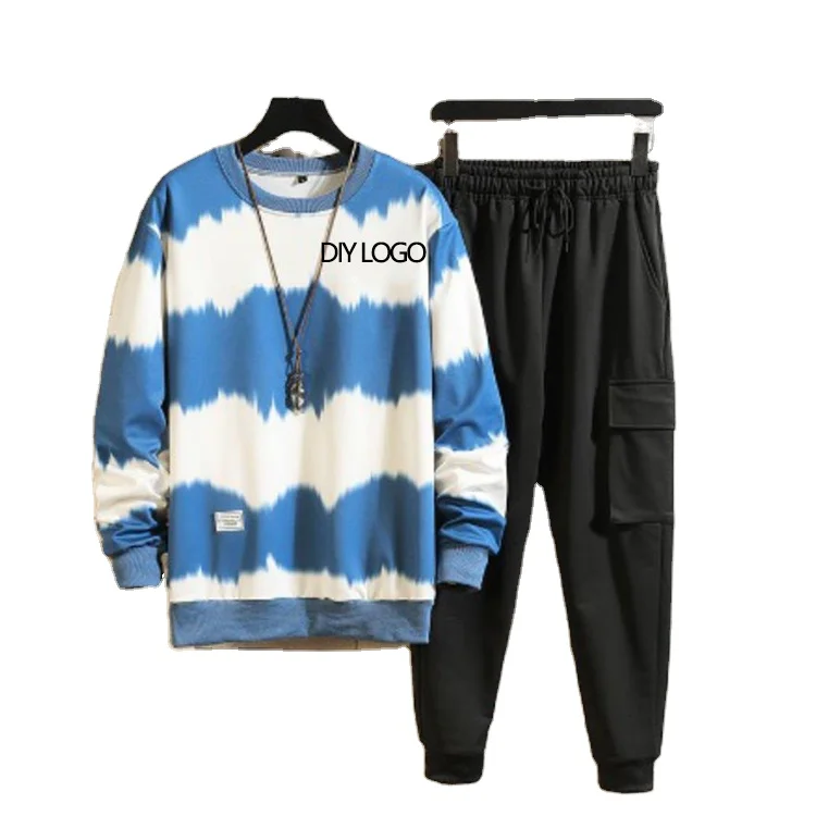 

All Cotton Men Sweat Suit New 2021 Brand Fashion Sportswear Two Piece Sets Sporting Suit Blouse