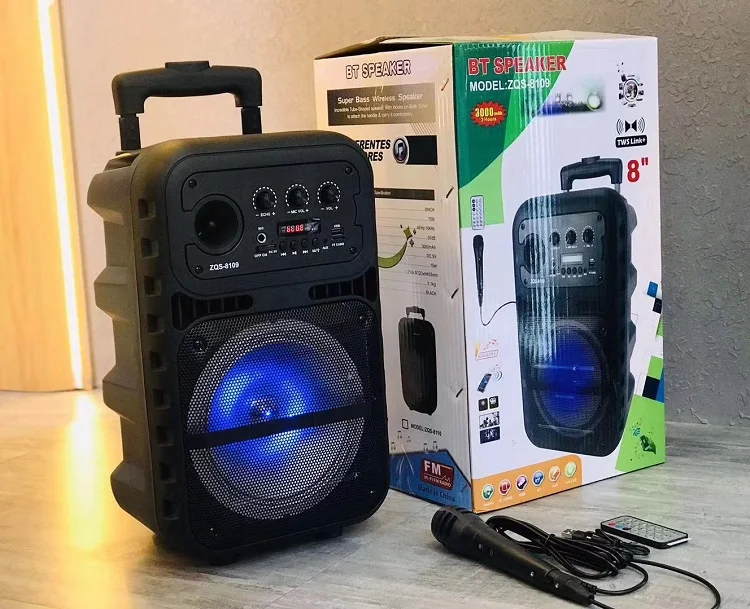 8inch Speaker Bt Led Light Speaker With Remote Control And Microphone