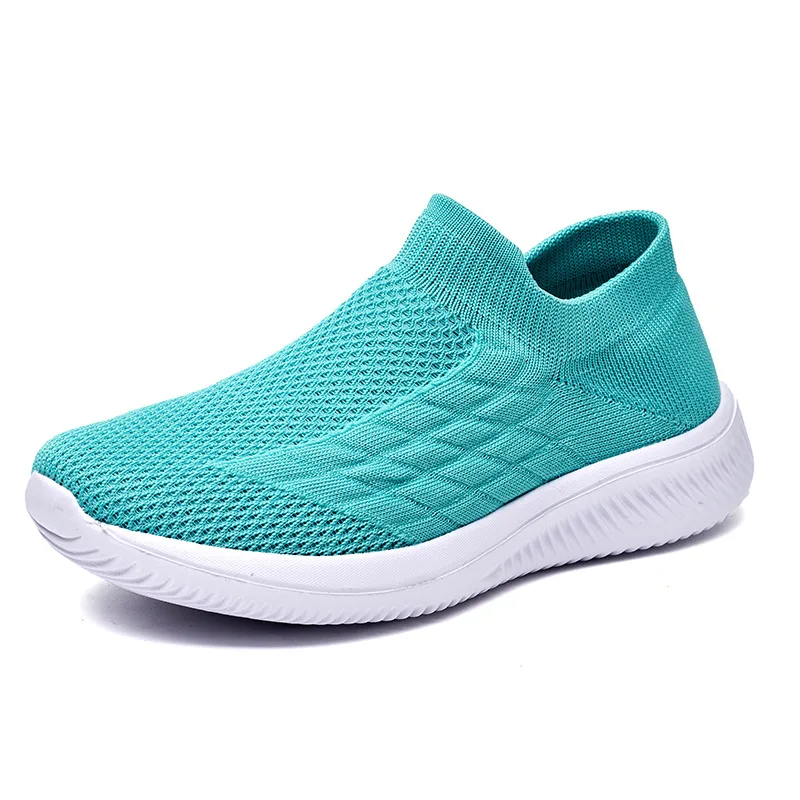 

Ultralight Comfortable Casual Shoes Soft Summer Big Size 42 Women Sock Mouth Walking Sneakers, White purple green