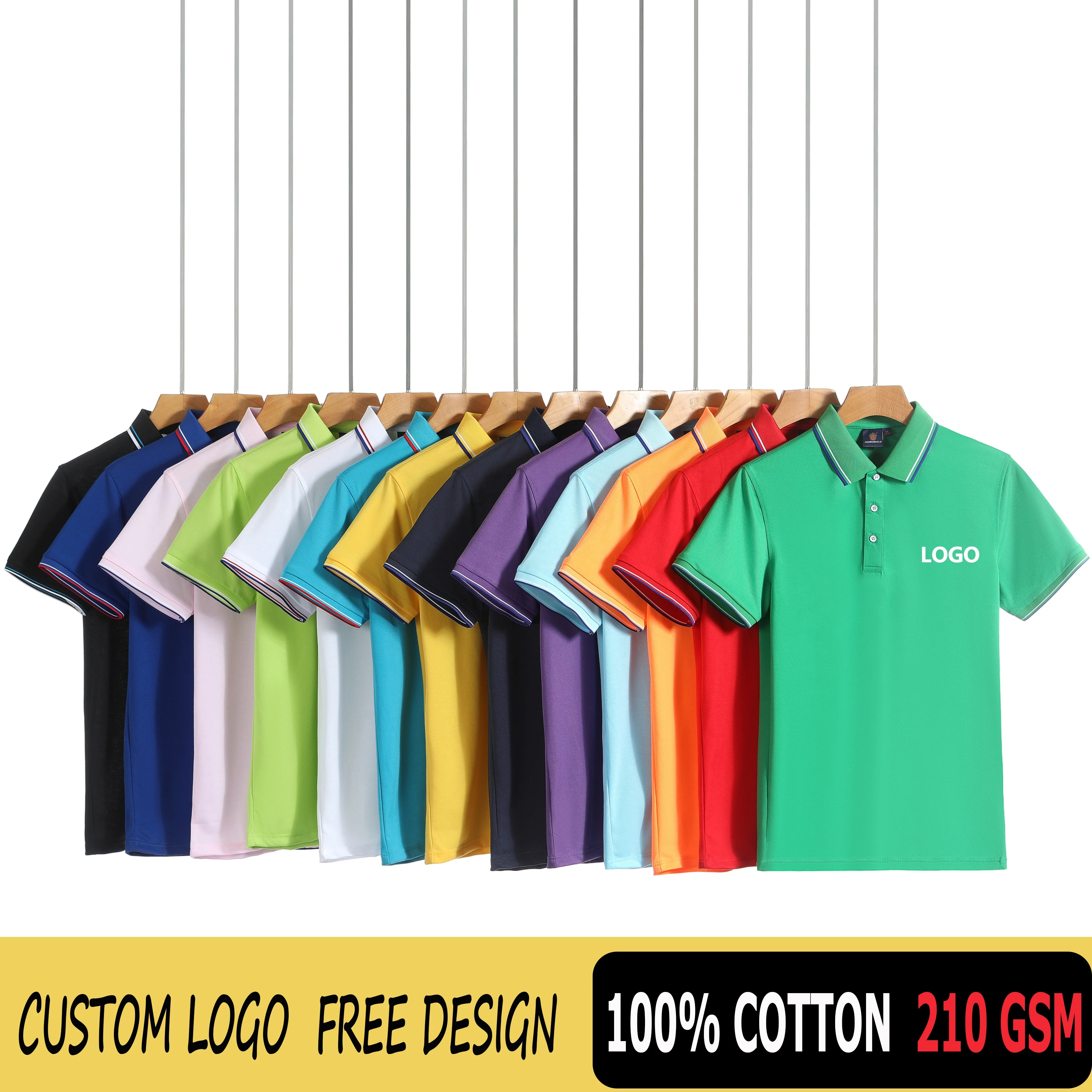 

High quality golf polo t shirt multi color casual wear uniform designer cotton men logo custom polo shirt