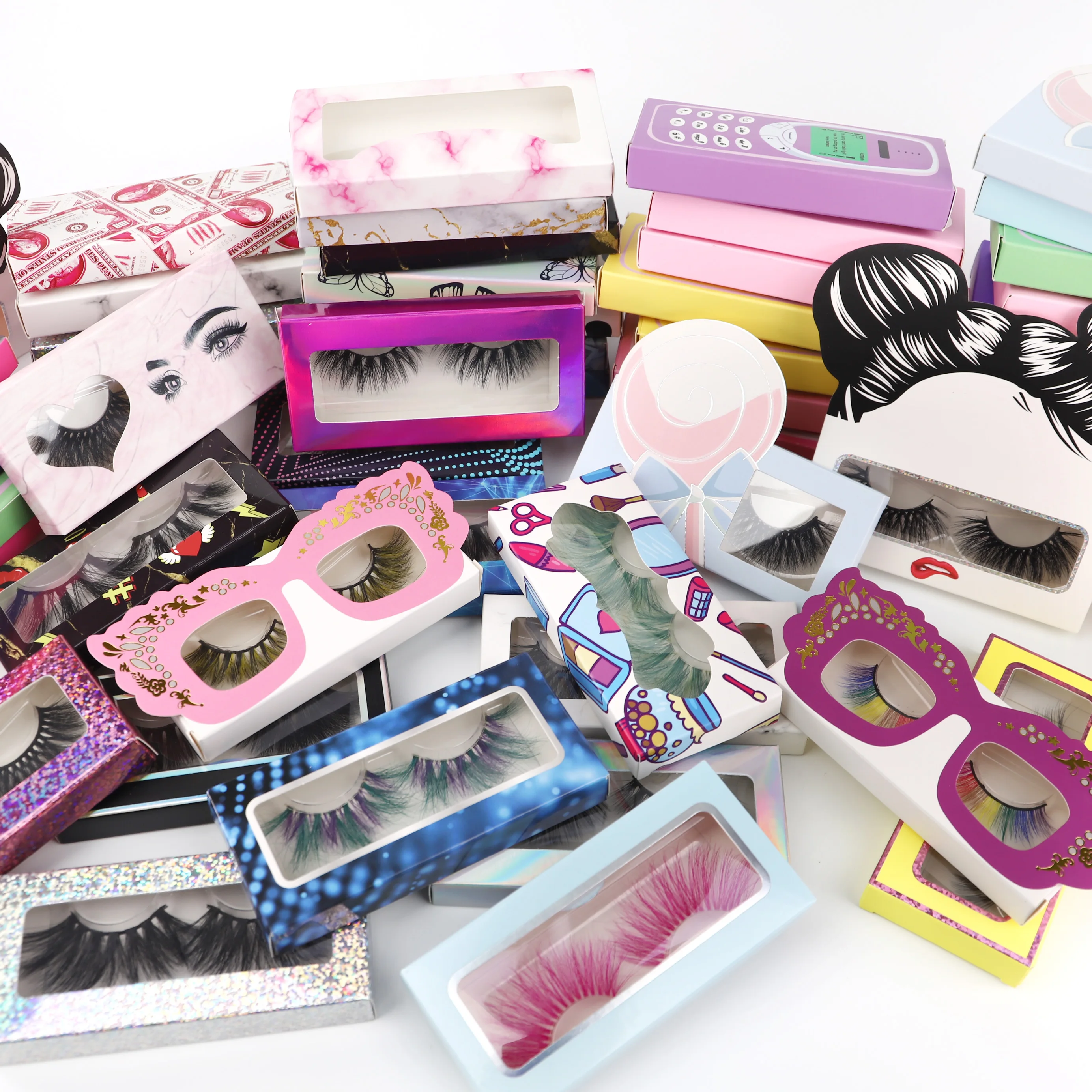 

stock beautiful package wholesale price handmade real mink 3d lashes