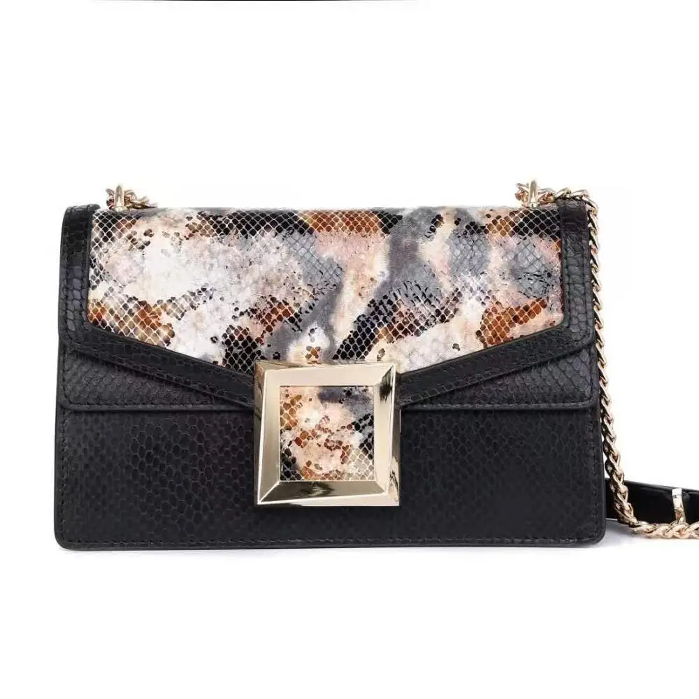 

new product ideas 2021 European and American style snake skin contrast color high quality mobile phone small square shoulder bag