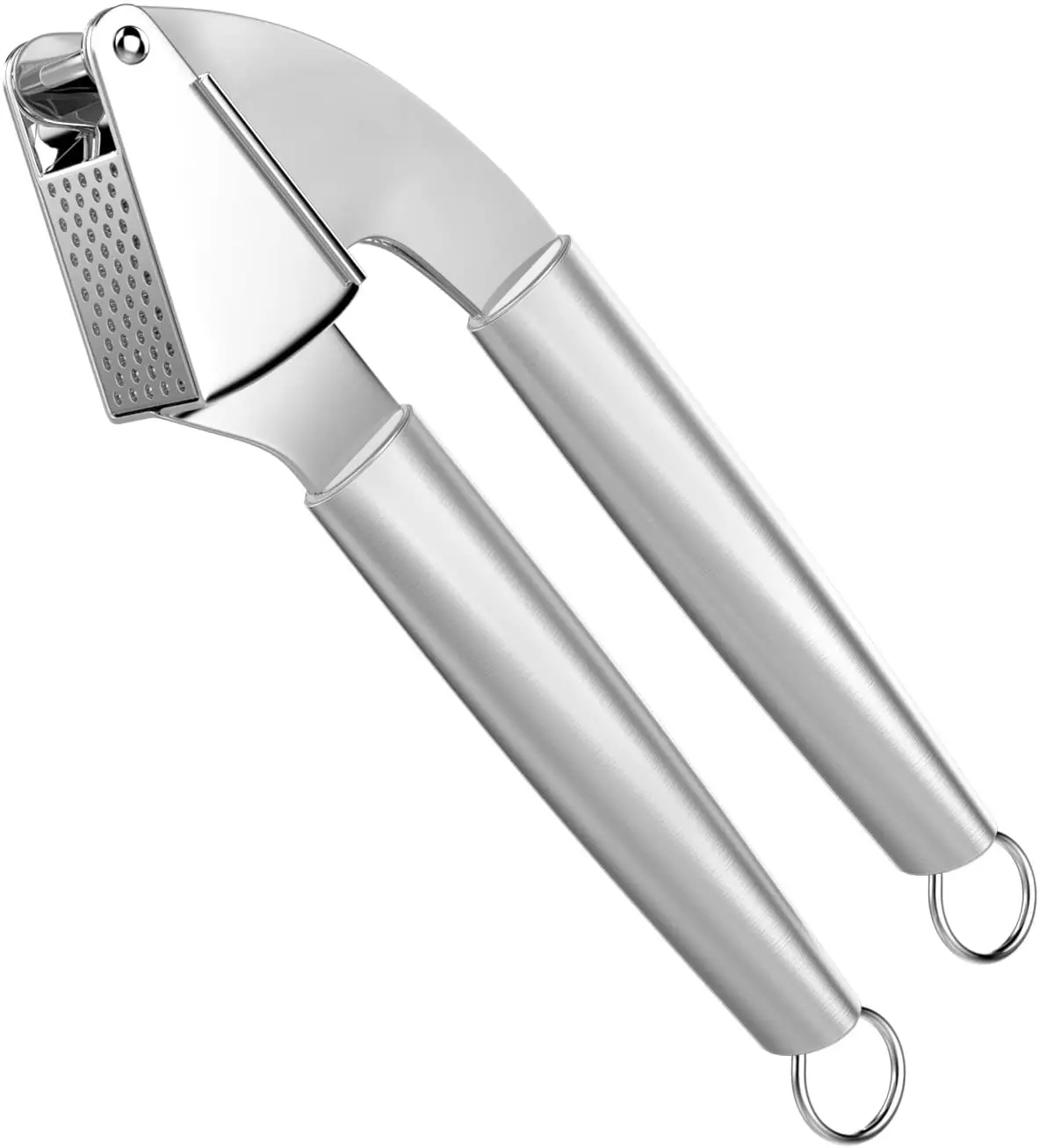 

Nuovoware Grillers Garlic Press, Premium Stainless Steel Mincer & Crusher With Silicone Roller Peeler for Kitchen Daily Use, Silver