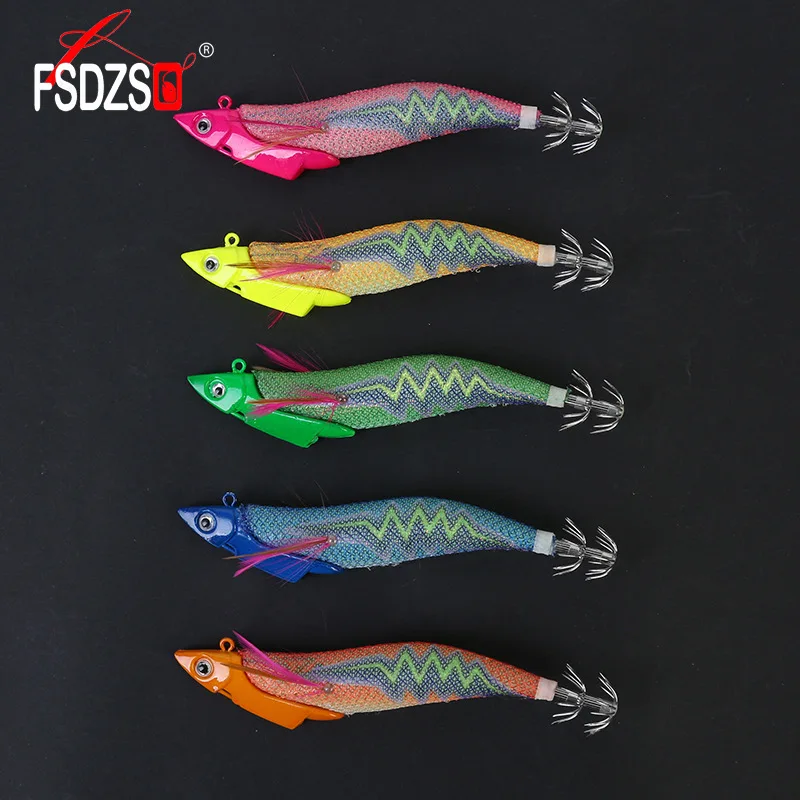 

Wholesale High Quality Fishing Lures 40G/130MM Artifical Squid Jig Hook Wood Shrimp, Vavious colors