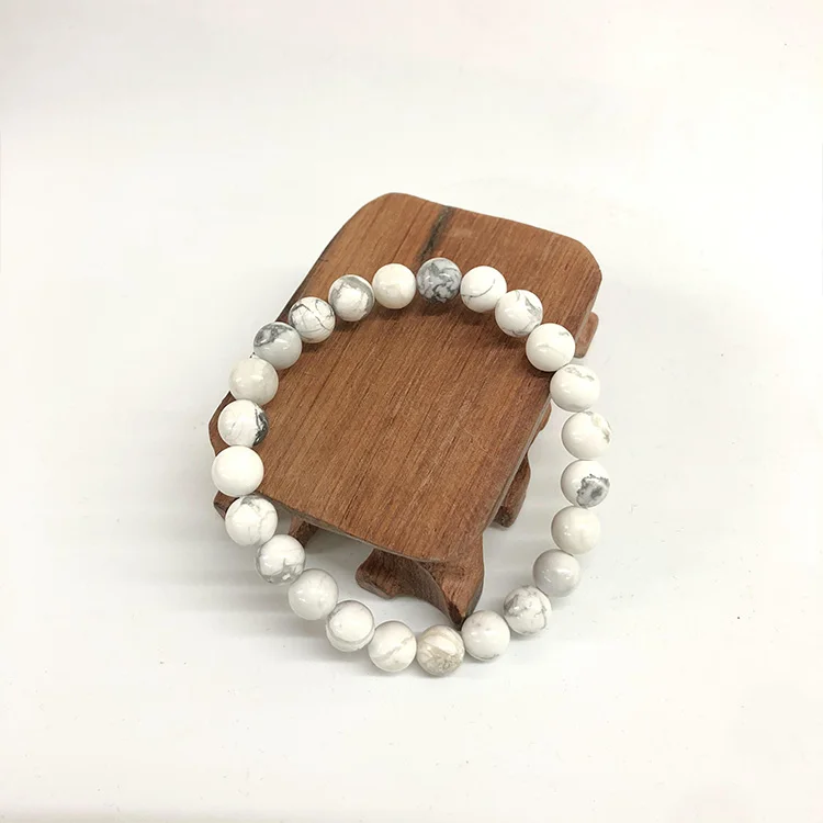 

Howlite Stretch Bracelet Popular Beaded Bracelet and Natural Healing Energy Gemstone for Women Man Handmade Gemstone Bracelet