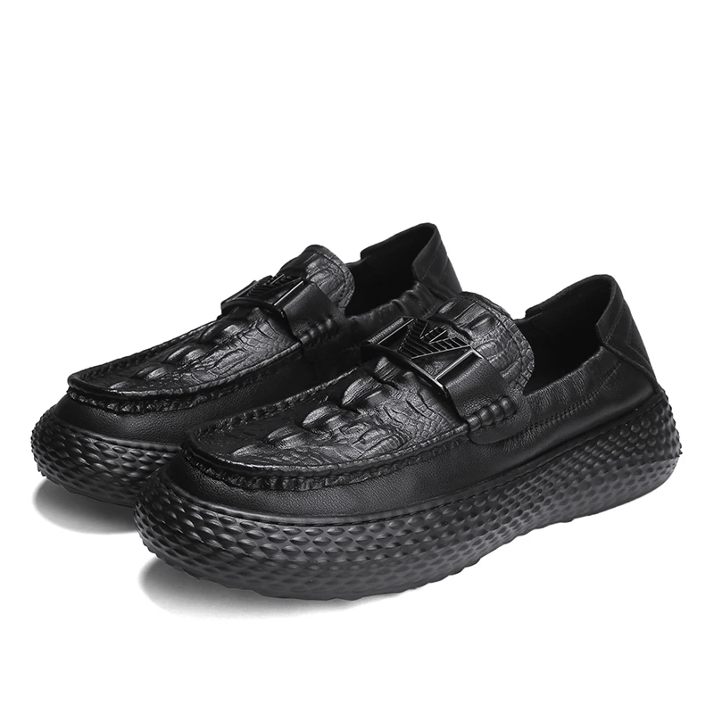 

Cheap And High Quality New Men's New Fashion Crocodile Leather Trend Casual Shoes Black Leather Shoes