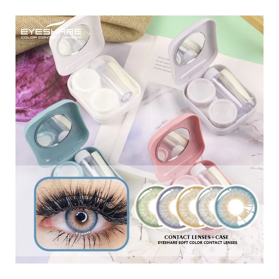 

eyeshare Practical Colored Contacts Lens Case Manually eye Contact Lenses Case Cleaner Contact Lens Accessories, 5color